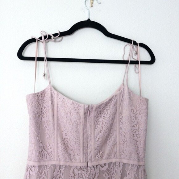 Keepsake The Label Sense Lace Midi Dress 10 Pink Sheer Sweetheart Tie Sleeve - Picture 11 of 13